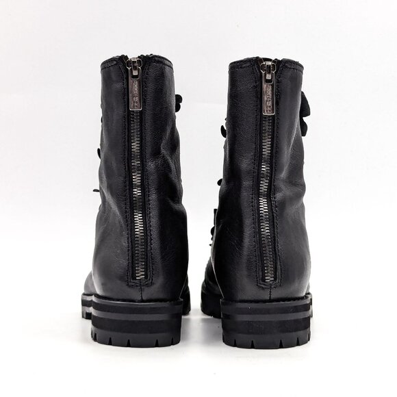 Jimmy Choo Wmn Havana Floral Black Leather Back Zip Combat Boots 7.5 EUR 37.5 - Picture 4 of 9